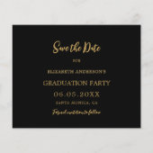 Fotoboog zwart goud Afstuderen Save the Date Flyer (Achterkant)