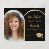Fotoboog zwart goud Afstuderen Save the Date Flyer (Voorkant)