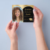 Fotoboog zwart goud Afstuderen Save the Date Flyer (Hand)