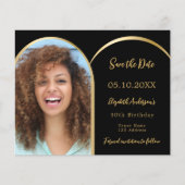 Fotoboog zwart Verjaardag Save the Date kaart (Voorkant)