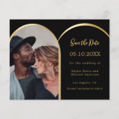 Fotoboog zwarte bruiloft Save the Date kaart (Voorkant)