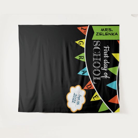 Fotobooth-achtergrond eerste schooldag wandkleed (Voorkant (horizontaal))