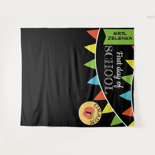 Fotobooth-achtergrond eerste schooldag wandkleed (Voorkant (horizontaal))