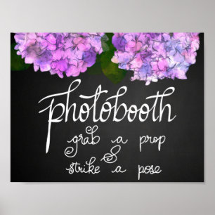 Fotobooth Chalkboard Wedding Hydrangea Floral Poster