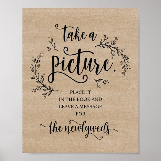 Fotobord Rustic Vines Wedding Guest Poster (Voorkant)