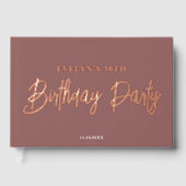 Fotoborstel Script Elegant roze verjaardag Gastenboek (Voorkant)