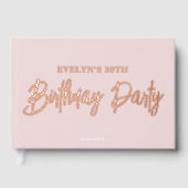 Fotoborstel Script Elegant roze verjaardag Gastenboek (Voorkant)