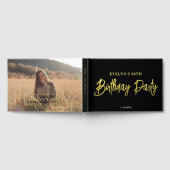 Fotoborstel Script Elegant Zwart Verjaardag Gastenboek (Volledig)