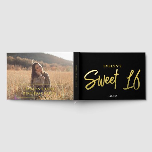 Fotoborstel Script Elegant Zwart Zoet 16 Gastenboek (Volledig)