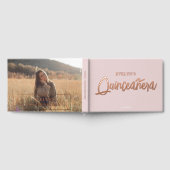 Fotoborstel Script Roze Verjaardag Quinceanera Gastenboek (Volledig)