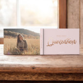 Fotoborstel Script Roze Verjaardag Quinceanera Gastenboek