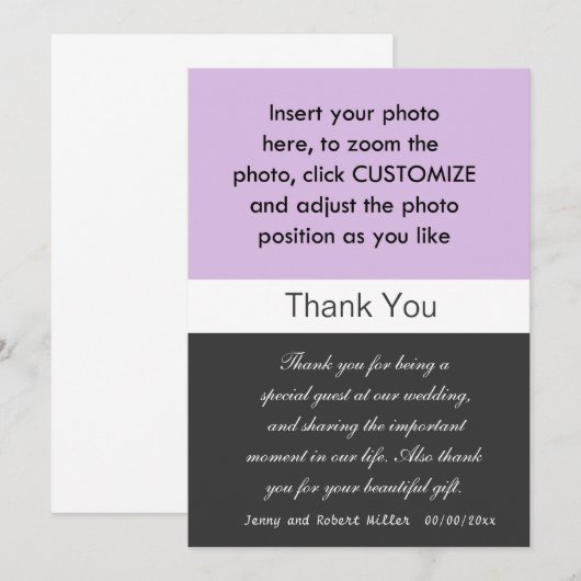 Fotobruiloft bedankt je kaart. (Voorkant / Achterkant)