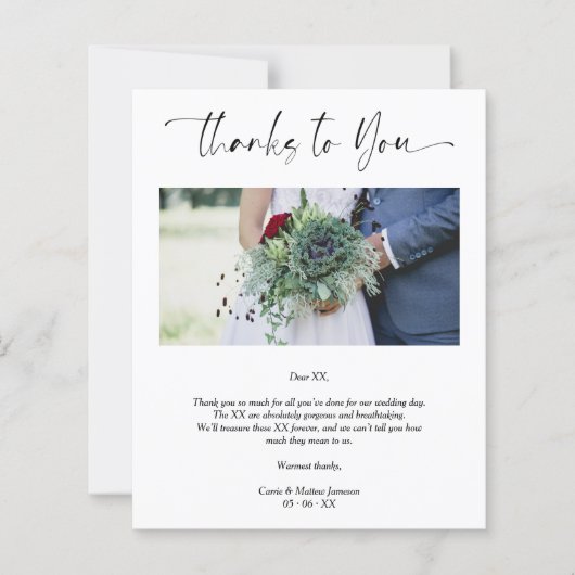 Fotobruiloft Bedankt Suppliers Whimsical Script (Voorkant)