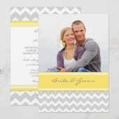 Fotobruiloft Invitaties Geel Geel Chevron Kaart (Voorkant / Achterkant)