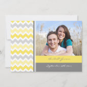 Fotobruiloft Invitaties Geel Geel Chevron Kaart (Voorkant)
