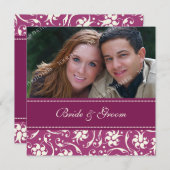 Fotobruiloft Invitting Pink Cream Pattern Kaart (Voorkant / Achterkant)