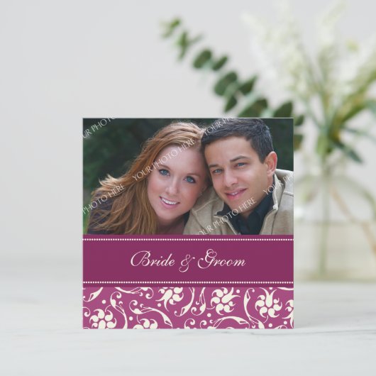 Fotobruiloft Invitting Pink Cream Pattern Kaart (Staand voorkant)