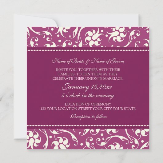 Fotobruiloft Invitting Pink Cream Pattern Kaart (Achterkant)