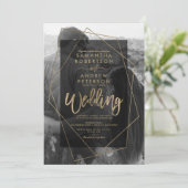 Fotobruiloft met geometrisch goud kaart (Staand voorkant)