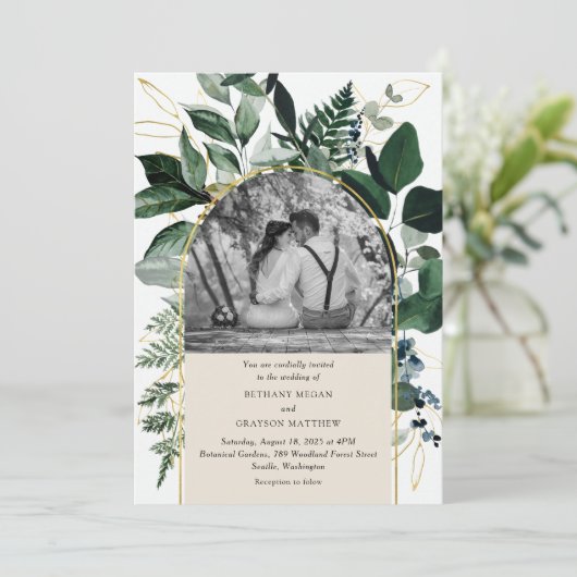 Fotobruiloft met moderne groene bodem kaart (Staand voorkant)