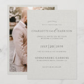 Fotobruiloft Modern minimalistisch bedrukt linnen Kaart (Voorkant / Achterkant)