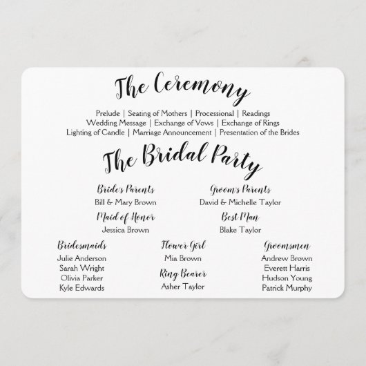 Fotobruiloft Programmakaart (Achterkant)