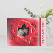 Fotobruiloft - Rode rozen en harten Kaart (Staand voorkant)