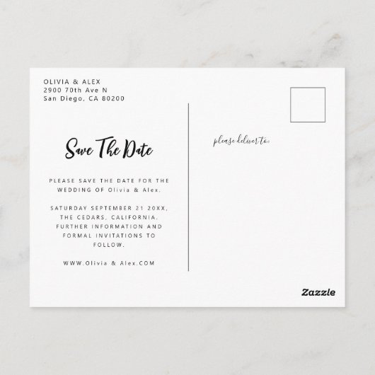 Fotobruiloft Save the Date Aankondigen Briefkaart (Achterkant)