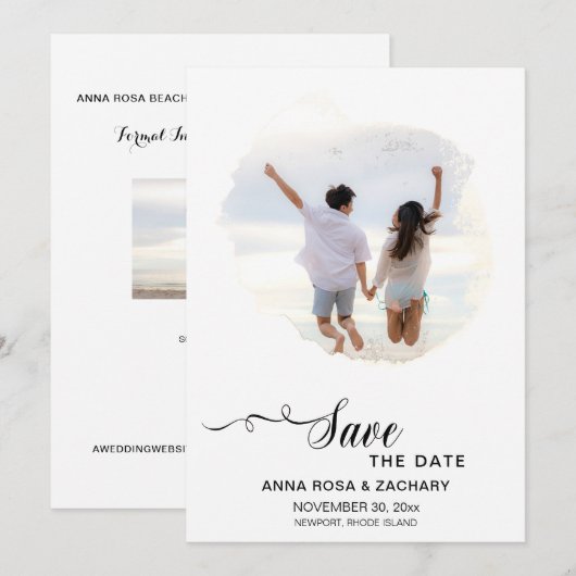 *~* Fotobruiloft SAVE the DATE - AR6 Website QR Kaart (Voorkant / Achterkant)