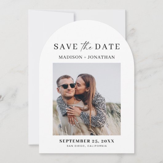 Fotobruiloft Save the Date Arch Invitation Kaart (Voorkant)