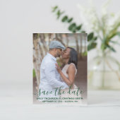 Fotobruiloft Save The Date Briefkaart in het groen (Staand voorkant)