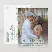 Fotobruiloft Save The Date Briefkaart in het groen (Voorkant / Achterkant)