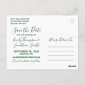 Fotobruiloft Save The Date Briefkaart in het groen (Achterkant)