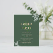 FOTOBRUILOFT UITNODIGING Juniper Green Modern Budg (Staand voorkant)