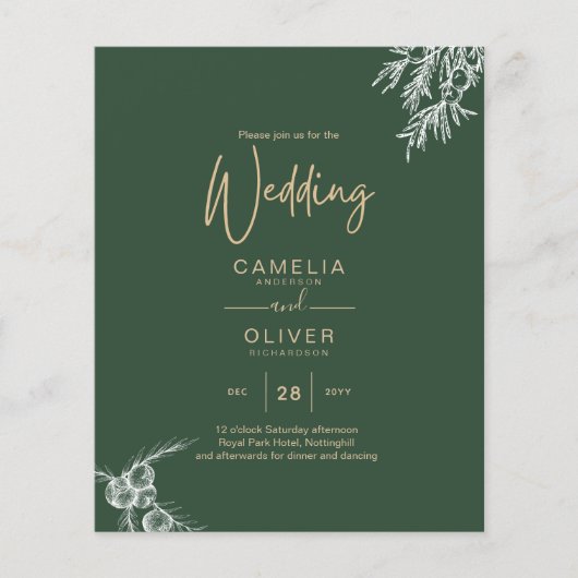 FOTOBRUILOFT UITNODIGING Juniper Green Modern Budg (Voorkant)