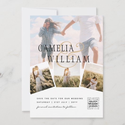 Fotobruiloft Uitnodiging Klassiek White Modern (Voorkant)