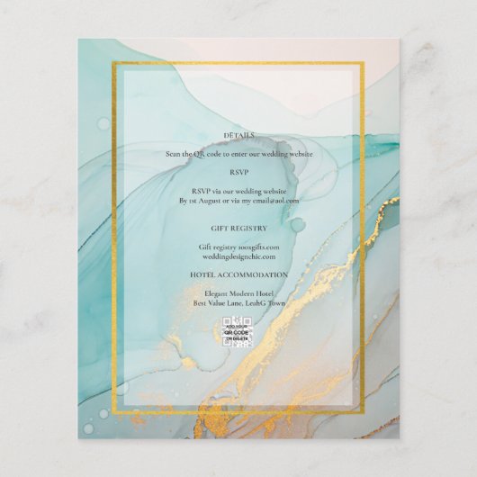 FOTOBRUILOFT UITNODIGING Teal Goud INKT LeahG (Achterkant)