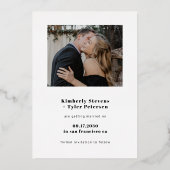 Fotobruiloft van de moderne roos met gouden folie, folie uitnodiging (Achterkant)