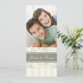Fotobruiloften Beige Stripes & Floral Kaart (Staand voorkant)