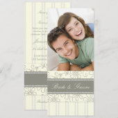 Fotobruiloften Beige Stripes & Floral Kaart (Voorkant / Achterkant)