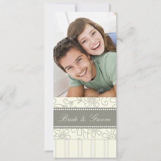 Fotobruiloften Beige Stripes & Floral Kaart (Voorkant)