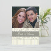 Fotobruiloften Beige Stripes & Floral Kaart (Staand voorkant)