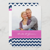 Fotobruiloften Blauwe, roze Chevron Kaart (Voorkant / Achterkant)