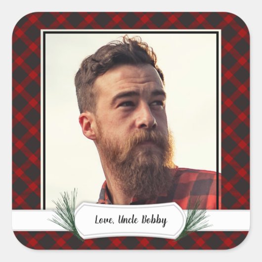 Fotobuffels met kerstcadeautjes Labels stickers (Voorkant)