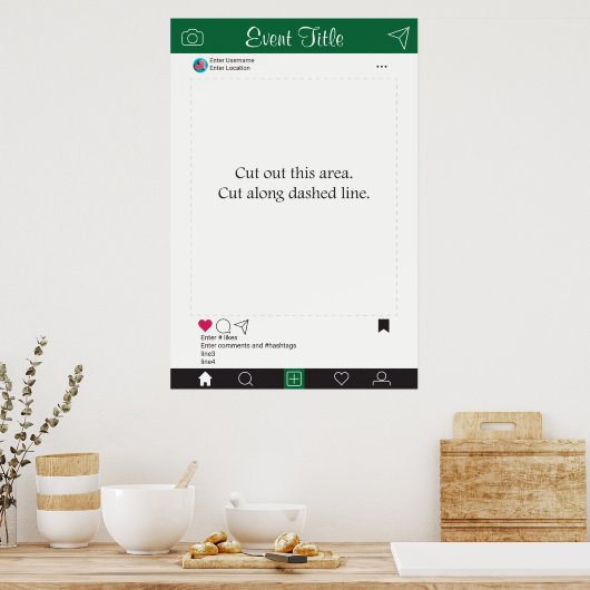 Fotocabine Prop Frame Poster Groen Zwart (Keuken)