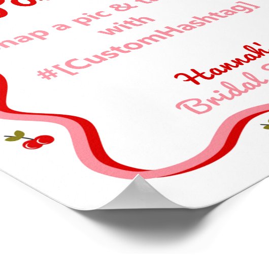 Fotocabine Retro Cherry Vrijgezellenfeest tafeltek Poster (Hoek)