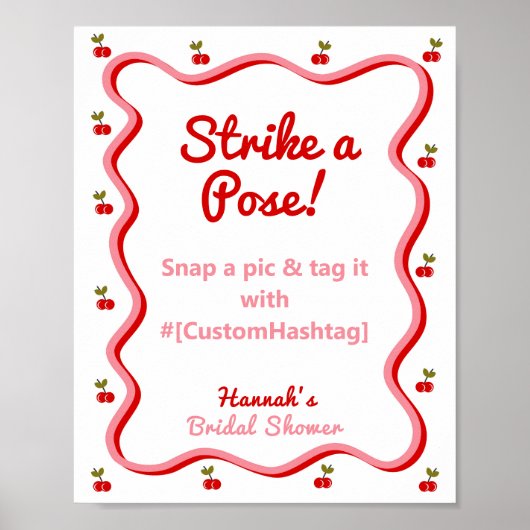 Fotocabine Retro Cherry Vrijgezellenfeest tafeltek Poster (Voorkant)