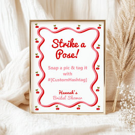 Fotocabine Retro Cherry Vrijgezellenfeest tafeltek Poster