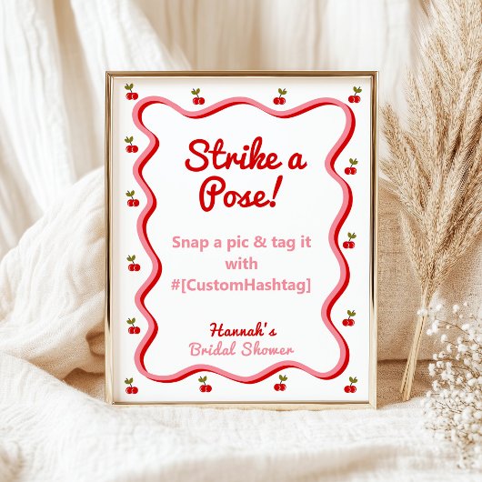 Fotocabine Retro Cherry Vrijgezellenfeest tafeltek Poster