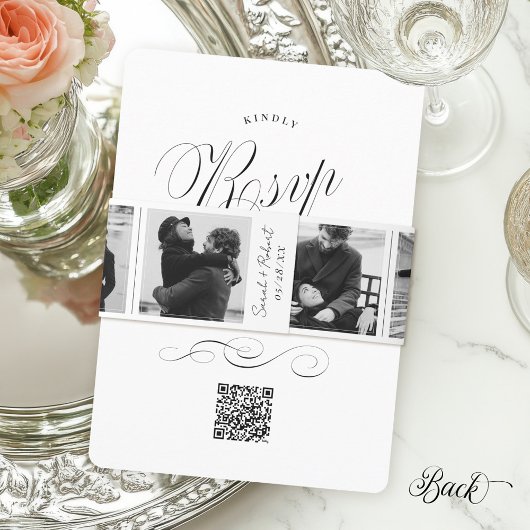  Fotocabine Strip Collage Script Wedding Uitnodigingen Wikkel